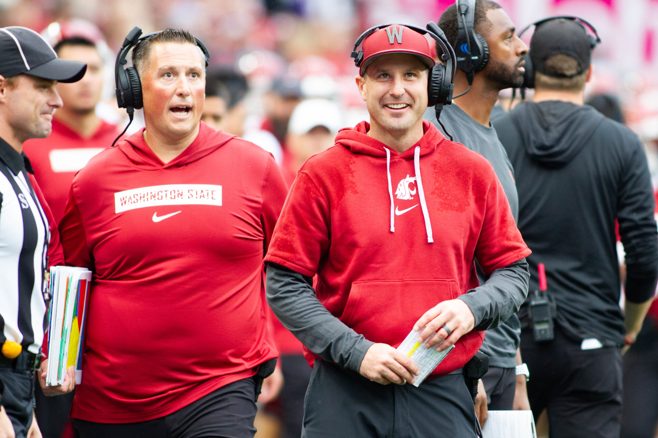 Jake Dickert coaches the Washington State Cougars against Washington, September 14, 2024.